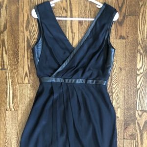 rag & bone black silk dress leather trim size 2
